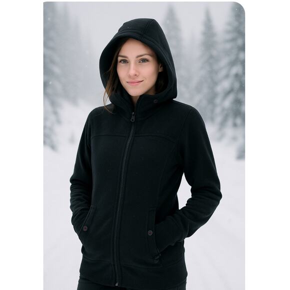 Burton Black Thermal Hooded Jacket, Snow,  Hiking, Outdoor, GorpCore, L - Picture 1 of 11